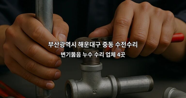 부산광역시 해운대구 중동 수전수리 변기뚫음 누수 수리 업체 4곳