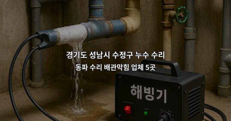 경기도 성남시 수정구 누수 수리 동파 수리 배관막힘 업체 5곳