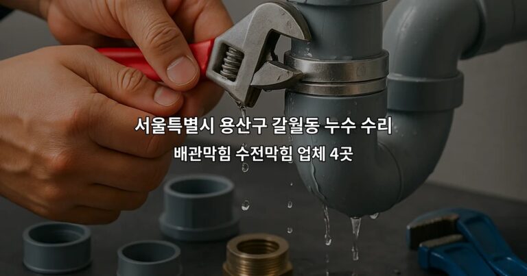 서울특별시 용산구 갈월동 누수 수리 배관막힘 수전막힘 업체 4곳